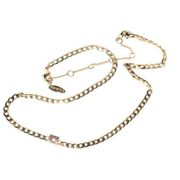 SEREFINA - Gold Plated Necklace with an Amethyst Mineral -13 in. + 3 in. extend. - Picture 7 of 8